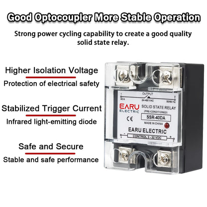 1Pcs Single Phase Solid State Relay Module SSR-25DA SSR-40DA SSR-40AA SSR-40DD SSR 10A/25A/40A/60A/80A/100A/120A/150A DD DA AA