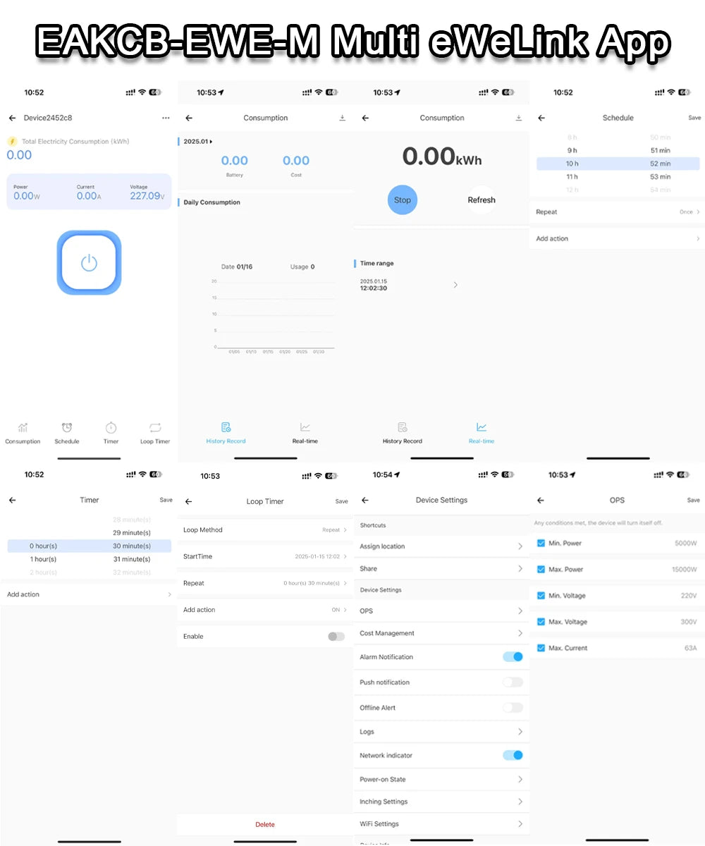 Tuya eWeLink WiFi Smart Circuit Breaker MCB 1P+N 63A Time Relay Switch Energy Meter kWh Voltage Current Protector Remote Control