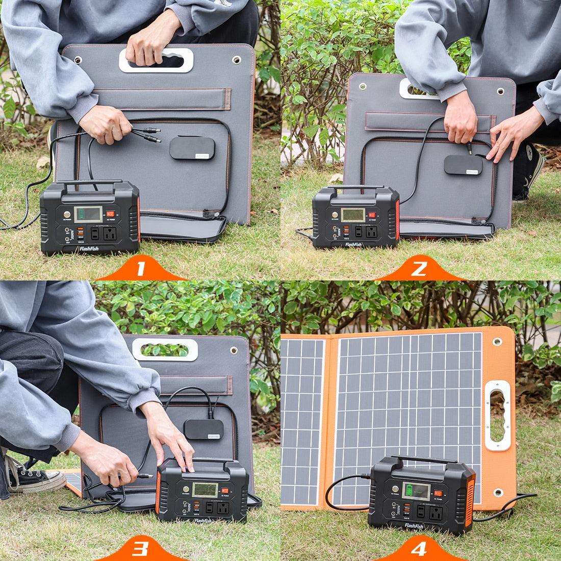 Solar Panel 60 W  Portable 18V  Solar Charger with DC Output USB QC3.0 for Phones/Tablets Camping - 54 Energy - Renewable Energy Store