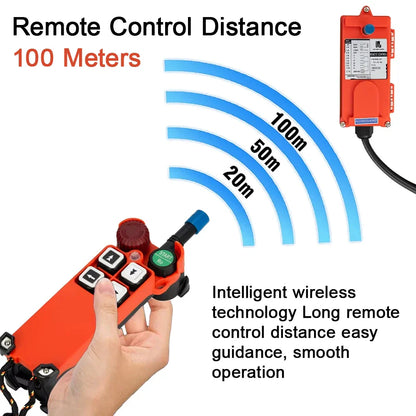 12V 24V 110V 220V 380V Channel Industrial Wireless Radio Remote Controller Switch Crane Hoist 1 Receiver+ 1 Transmitter F21-4S