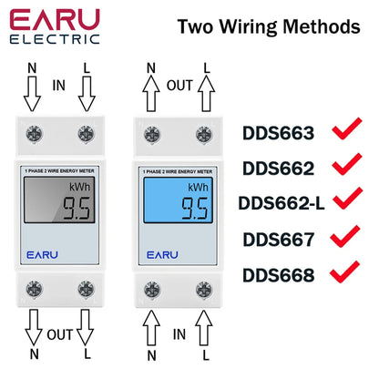 Single Phase LCD Digital Energy Meter Reset Zero kWh Voltage Current Power Consumption Counter Electric Wattmeter 220V Din Rail by 54 Energy - Renewable Energy Store
