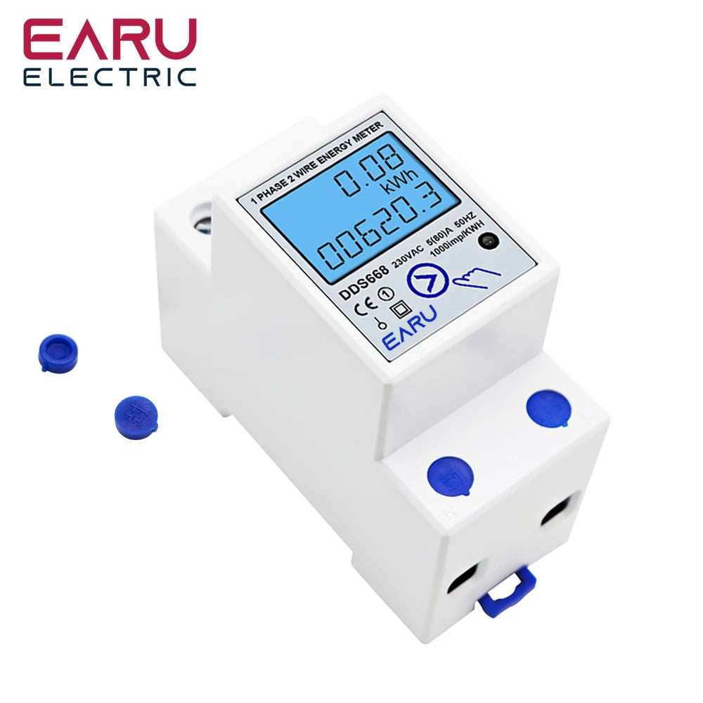 Single Phase LCD Digital Energy Meter Reset Zero kWh Voltage Current Power Consumption Counter Electric Wattmeter 220V Din Rail by 54 Energy - Renewable Energy Store