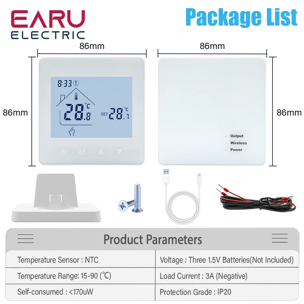 Smart RF Wireless Room Thermostat For Gas Boiler Heating Touch Screen Temperature Controller Home Programmable WiFi Thermostat by 54 Energy - Renewable Energy Store