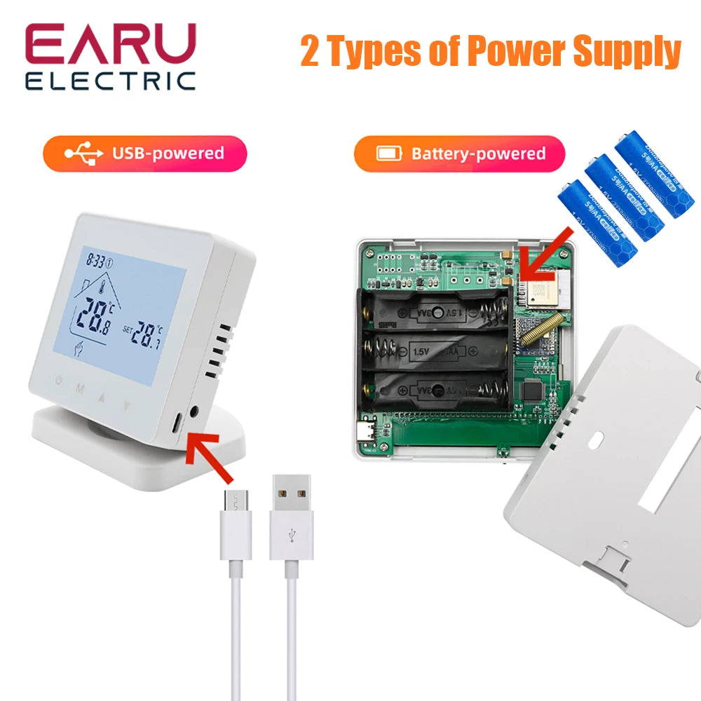 Smart RF Wireless Room Thermostat For Gas Boiler Heating Touch Screen Temperature Controller Home Programmable WiFi Thermostat by 54 Energy - Renewable Energy Store