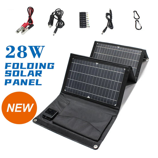 Solar Panel Charger Upgraded 28W 21W 14W Portable  Double USB 5V 18V DC Camping Foldable Solar Panel For Phone Charge Power Bank - 54 Energy - Renewable Energy Store