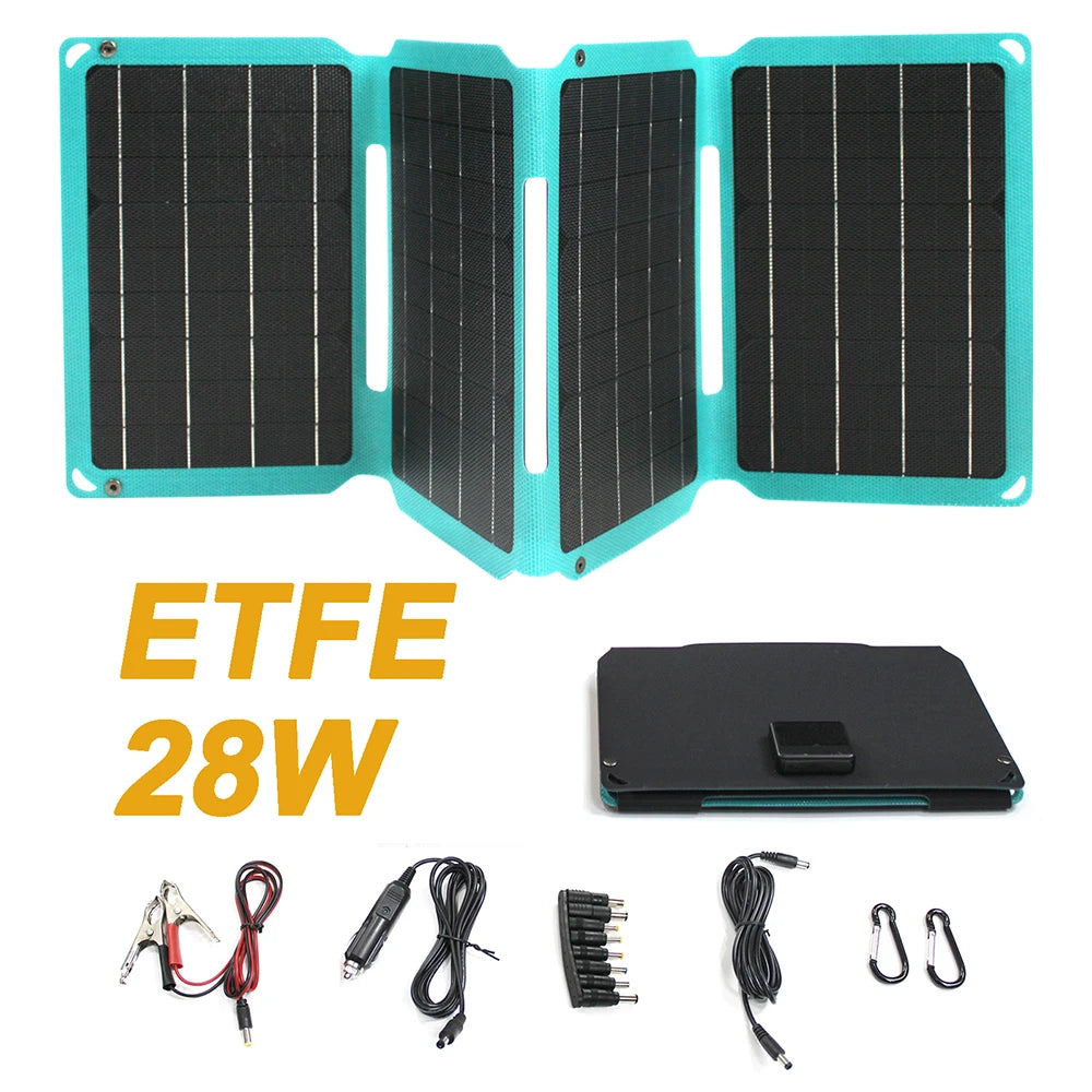 Solar Panel Charger Upgraded 28W 21W 14W Portable  Double USB 5V 18V DC Camping Foldable Solar Panel For Phone Charge Power Bank - 54 Energy - Renewable Energy Store