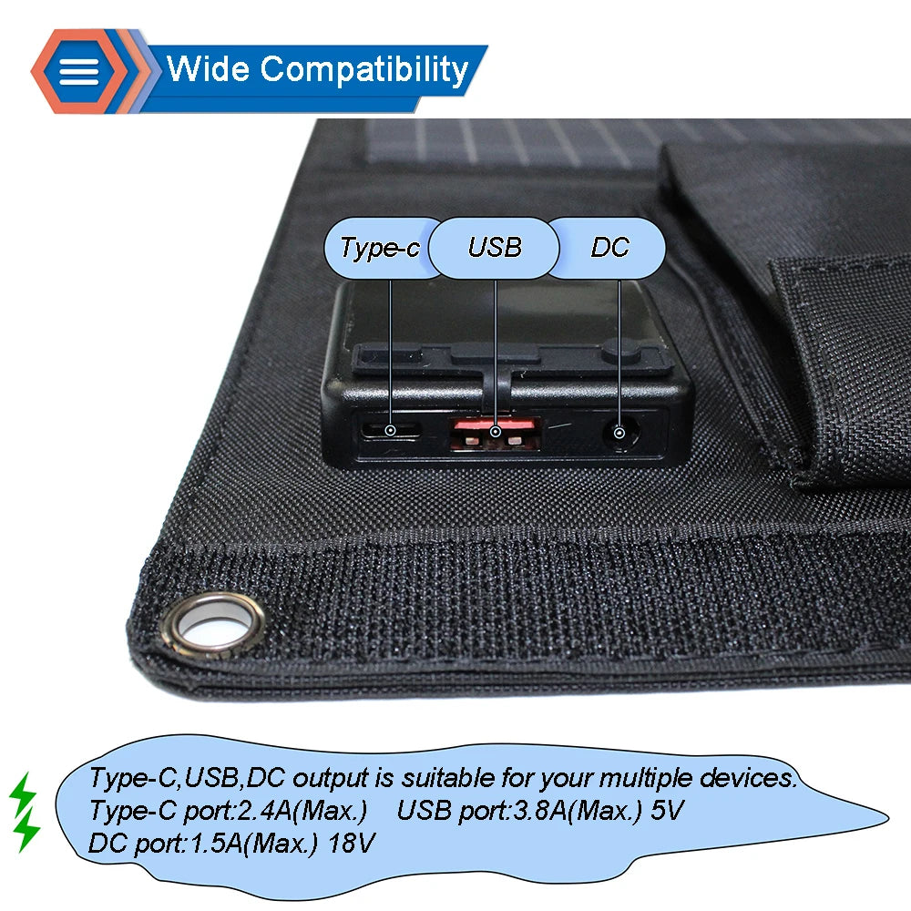 Solar Panel Charger Upgraded 28W 21W 14W Portable  Double USB 5V 18V DC Camping Foldable Solar Panel For Phone Charge Power Bank - 54 Energy - Renewable Energy Store