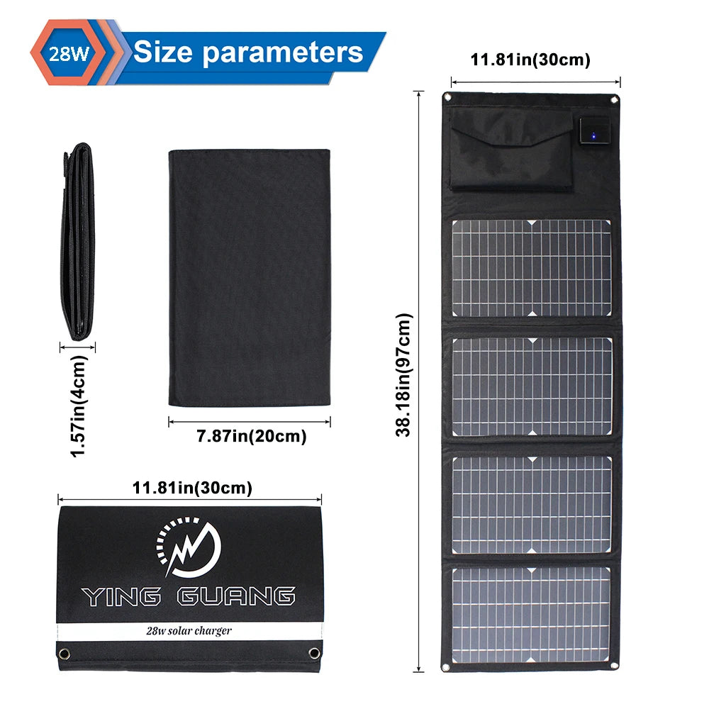 Solar Panel Charger Upgraded 28W 21W 14W Portable  Double USB 5V 18V DC Camping Foldable Solar Panel For Phone Charge Power Bank 54 Energy - Renewable Energy Store