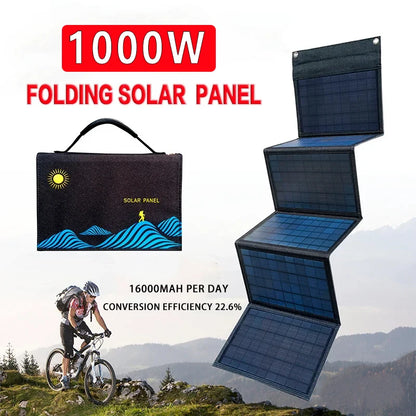 Solar Panel Portable Folding 1000W Bag USB+DC Output Solar Charger Outdoor Power Supply - 54 Energy - Renewable Energy Store