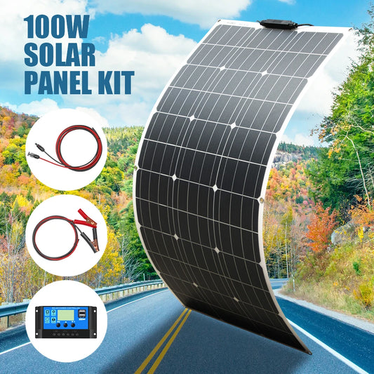 Solar Panel kit 100w 100 Watt 200W 300w 400w Complete Photovoltaic Panels cell 12V 24v Battery Home Car Boat Yacht - 54 Energy - Renewable Energy Store