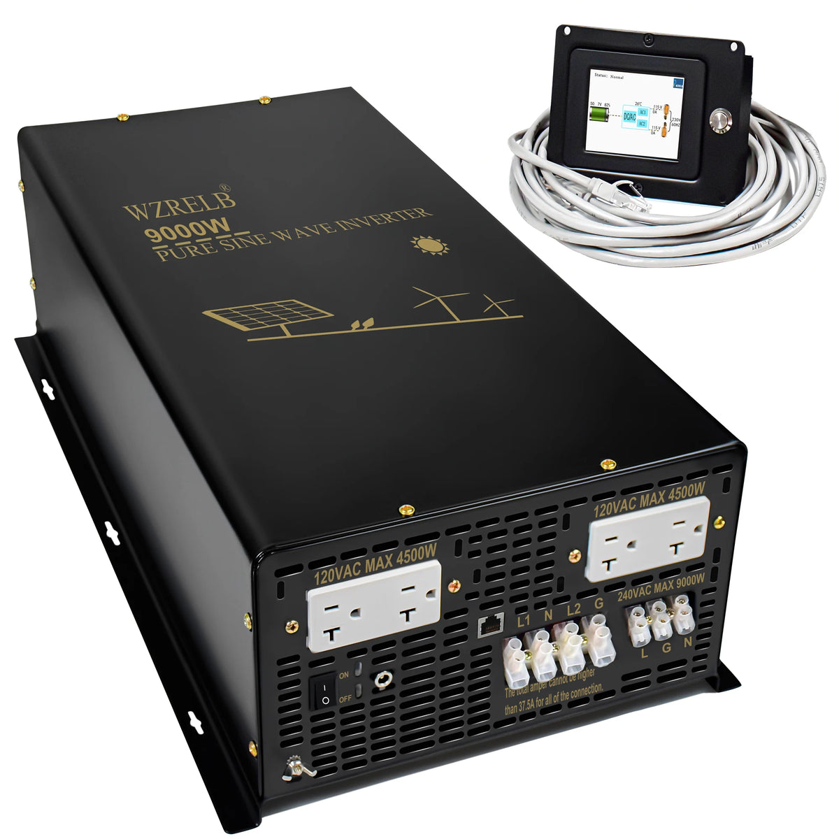Split-phase Pure Sine Wave Solar Inverter Power 9000W Battery 24V/36V/48V/96V DC to 110/220V,120/240V AC Converter Wired Control by 54 Energy - Renewable Energy Store