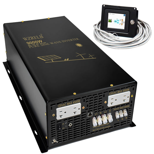 Split-phase Pure Sine Wave Solar Inverter Power 9000W Battery 24V/36V/48V/96V DC to 110/220V,120/240V AC Converter Wired Control by 54 Energy - Renewable Energy Store