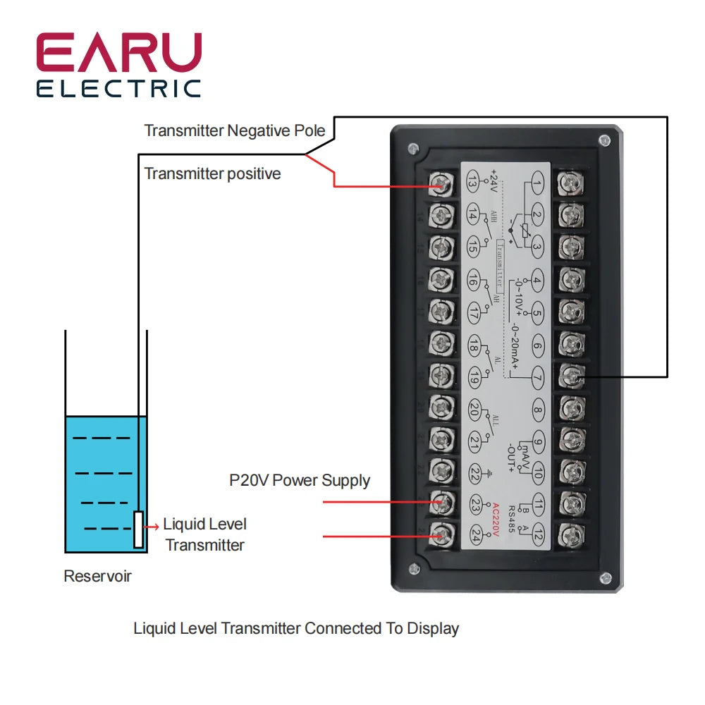 Contrôleur de Pression Intelligent T80 AC220V Afficheur à Colonne Lumineuse 4-20mA Transmetteur de Niveau de Liquide pour Viscosimètre Eau Huile Eaux Usées