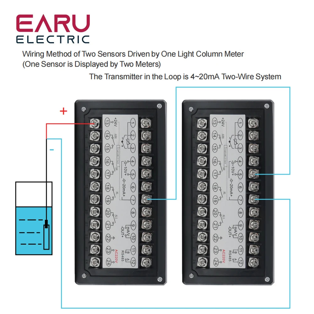 Contrôleur de Pression Intelligent T80 AC220V Afficheur à Colonne Lumineuse 4-20mA Transmetteur de Niveau de Liquide pour Viscosimètre Eau Huile Eaux Usées