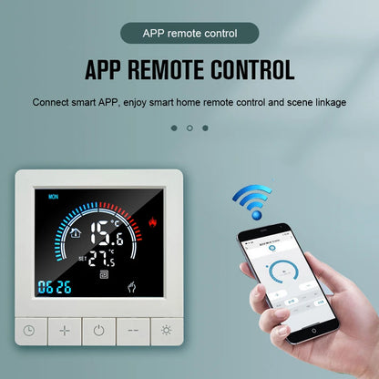 TUYA WiFi Smart Thermostat Temperature Controller For Electric Floor Heating Water Gas Boiler Digital LCD Display Wall Mounted by 54 Energy - Renewable Energy Store
