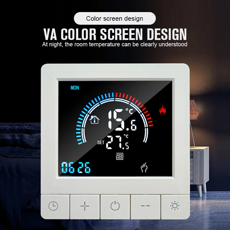 TUYA WiFi Smart Thermostat Temperature Controller For Electric Floor Heating Water Gas Boiler Digital LCD Display Wall Mounted by 54 Energy - Renewable Energy Store