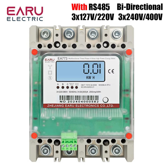 Three Phase 4 Wires 300A 3*220V/380V Multifunctional Direct Wiring High Load Power Energy Meter Monitor Backlight Display RS485