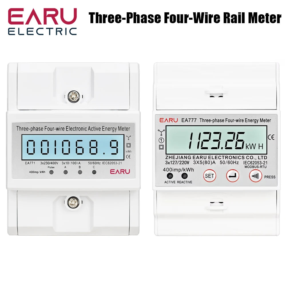 Compteur d'énergie triphasé LCD rétroéclairé bidirectionnel kWh avec communication à distance RS485 pour la lecture des compteurs AC 380V