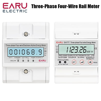 Compteur d'énergie triphasé LCD rétroéclairé bidirectionnel kWh avec communication à distance RS485 pour la lecture des compteurs AC 380V