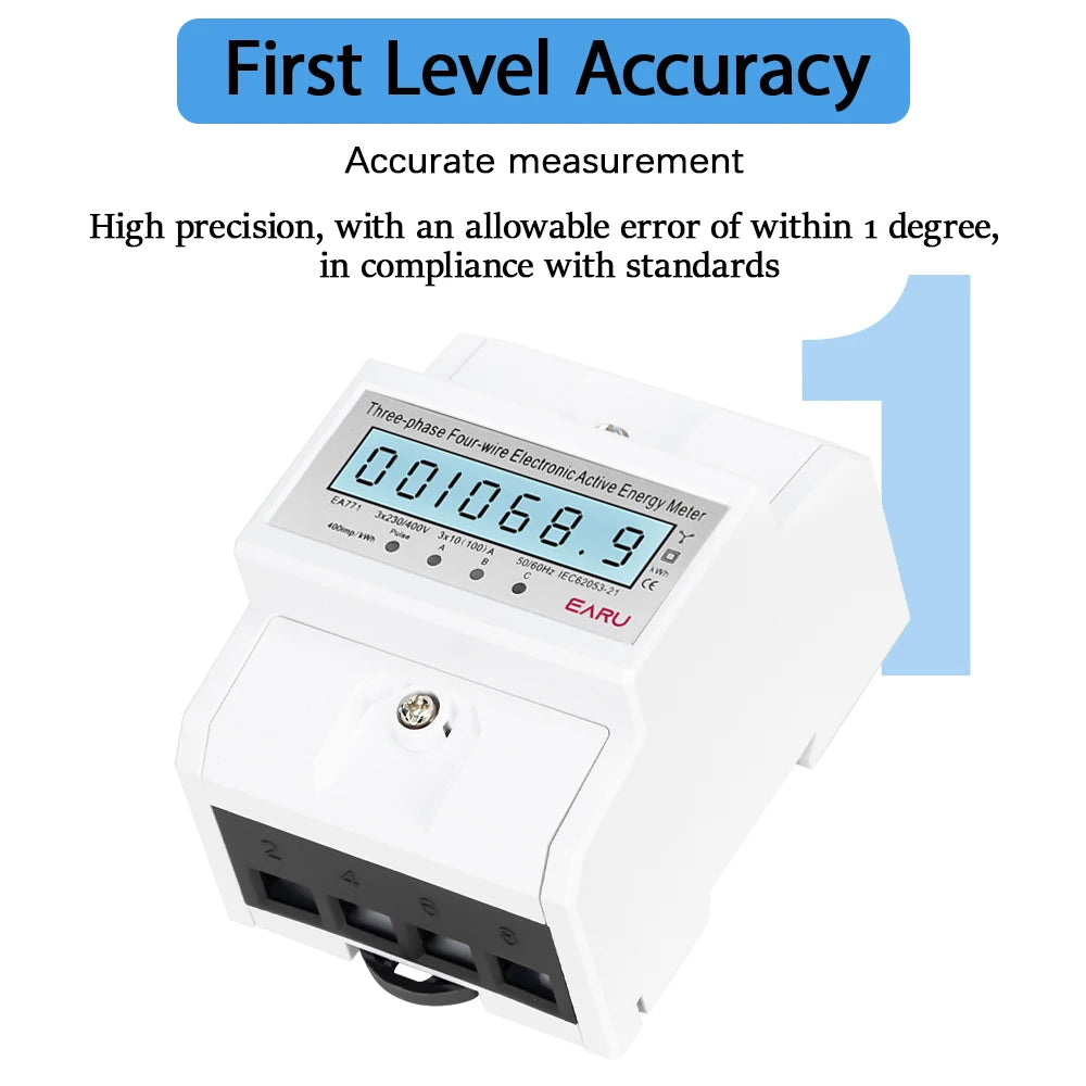 Compteur d'énergie triphasé LCD rétroéclairé bidirectionnel kWh avec communication à distance RS485 pour la lecture des compteurs AC 380V