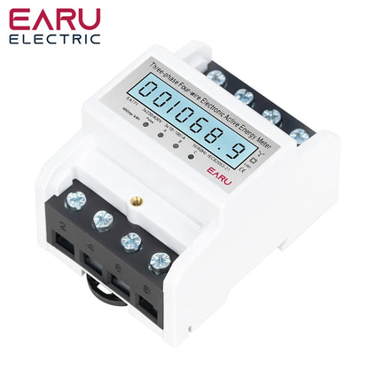 Compteur d'énergie triphasé LCD rétroéclairé bidirectionnel kWh avec communication à distance RS485 pour la lecture des compteurs AC 380V