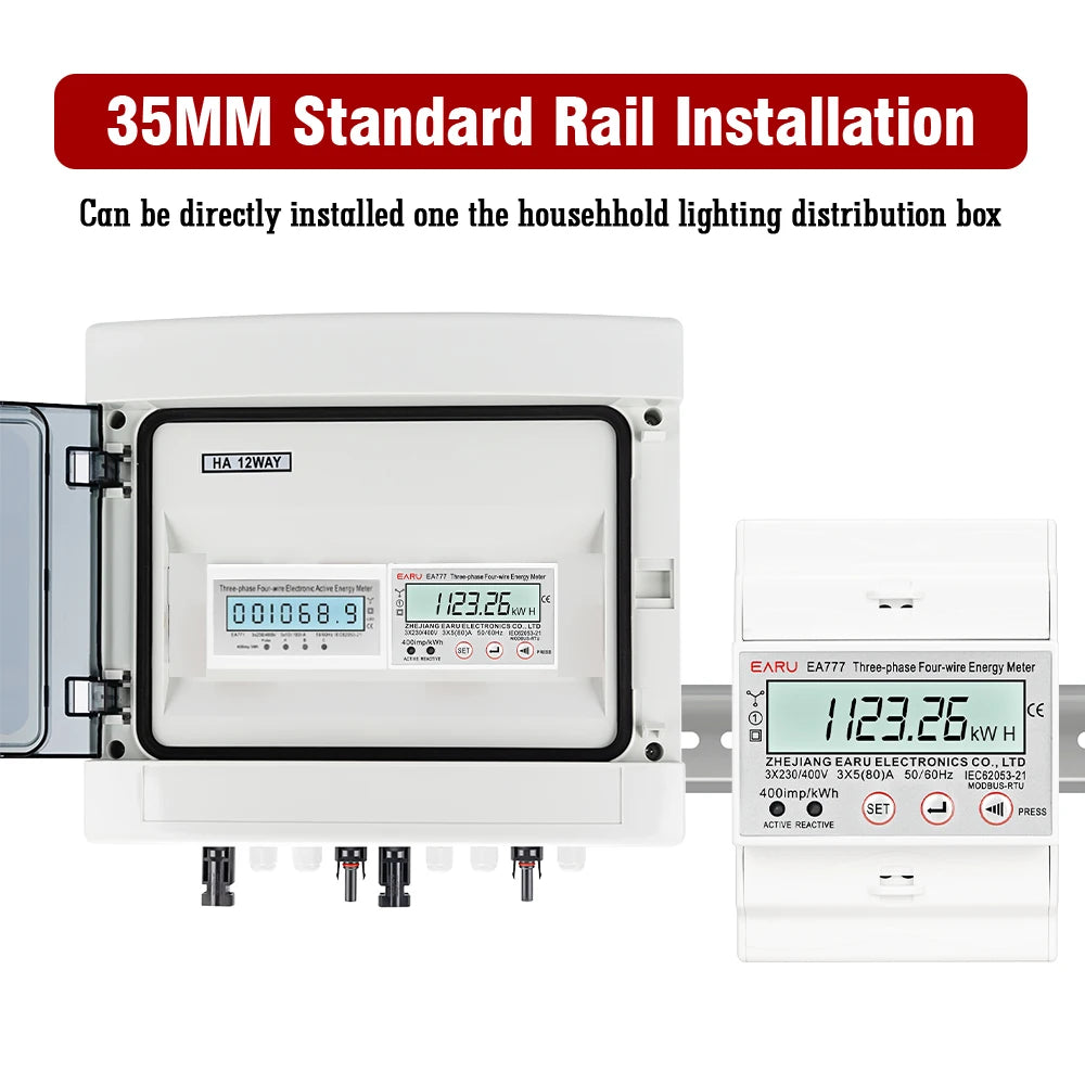 Compteur d'énergie triphasé LCD rétroéclairé bidirectionnel kWh avec communication à distance RS485 pour la lecture des compteurs AC 380V