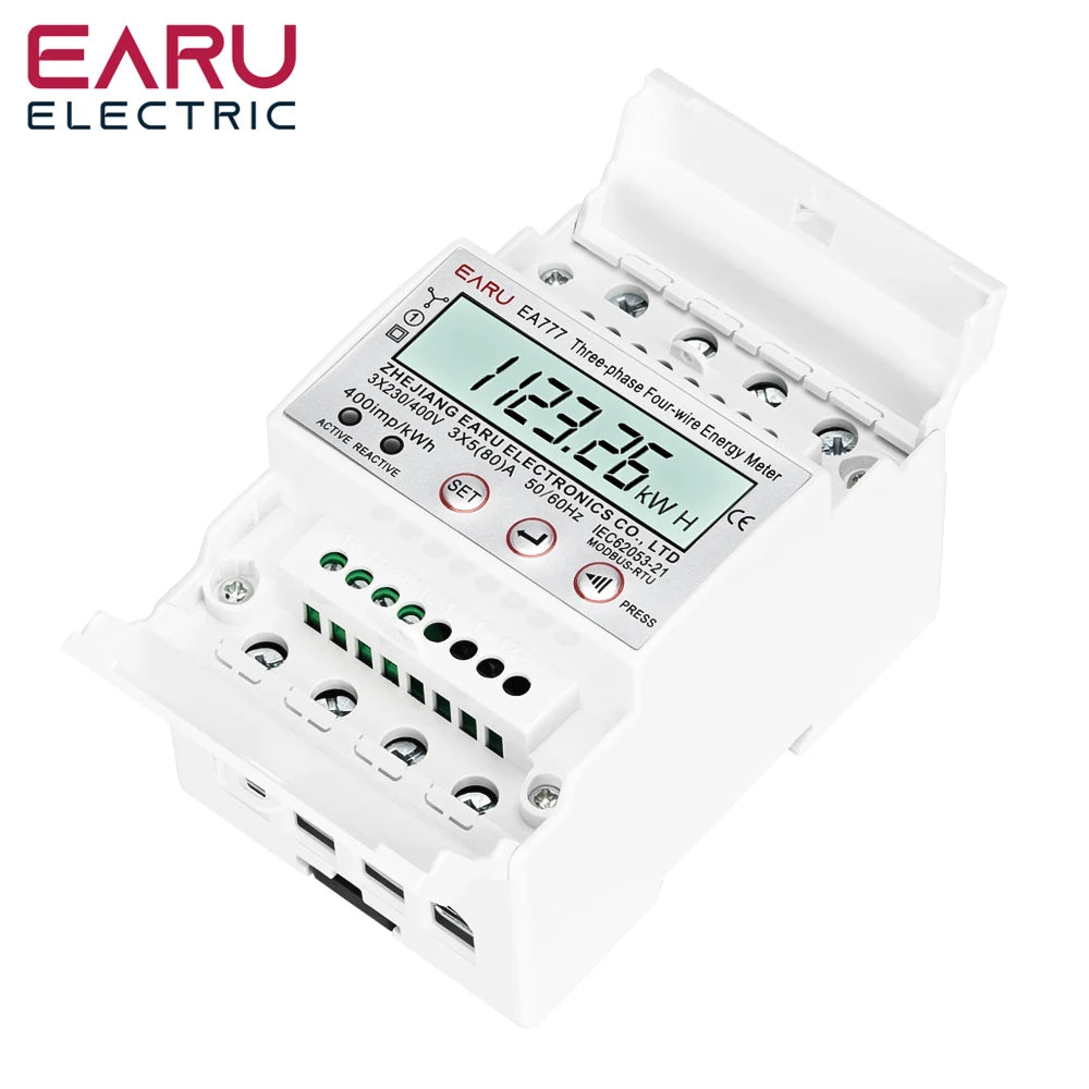 Compteur d'énergie triphasé LCD rétroéclairé bidirectionnel kWh avec communication à distance RS485 pour la lecture des compteurs AC 380V