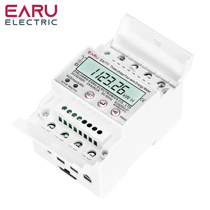 Compteur d'énergie triphasé LCD rétroéclairé bidirectionnel kWh avec communication à distance RS485 pour la lecture des compteurs AC 380V