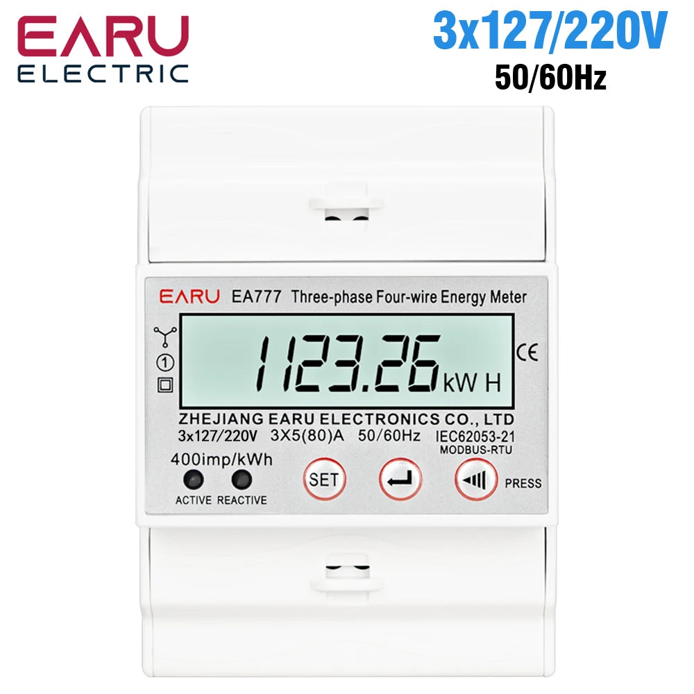 Compteur d'énergie triphasé LCD rétroéclairé bidirectionnel kWh avec communication à distance RS485 pour la lecture des compteurs AC 380V