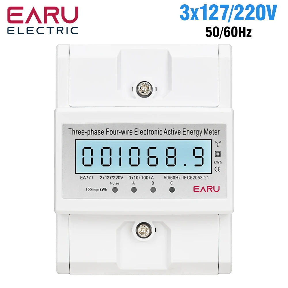Compteur d'énergie triphasé LCD rétroéclairé bidirectionnel kWh avec communication à distance RS485 pour la lecture des compteurs AC 380V