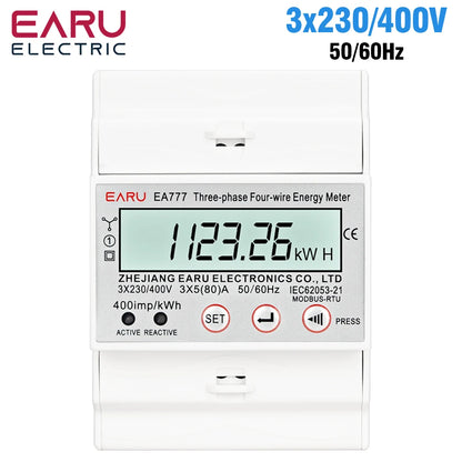 Compteur d'énergie triphasé LCD rétroéclairé bidirectionnel kWh avec communication à distance RS485 pour la lecture des compteurs AC 380V