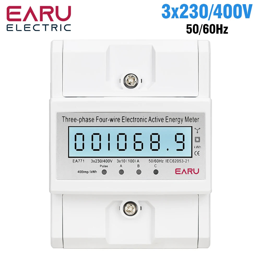 Compteur d'énergie triphasé LCD rétroéclairé bidirectionnel kWh avec communication à distance RS485 pour la lecture des compteurs AC 380V