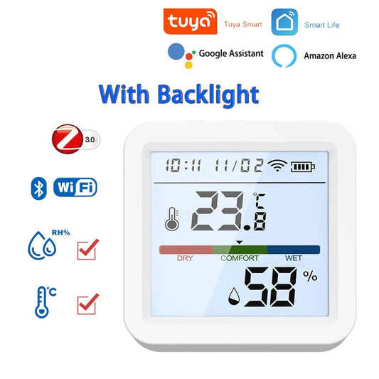 Tuya New WiFi Temperature Humidity Sensor Smart Life Backlight Hygrometer Thermometer Sensor Support Alexa Google Home Assistant by 54 Energy - Renewable Energy Store