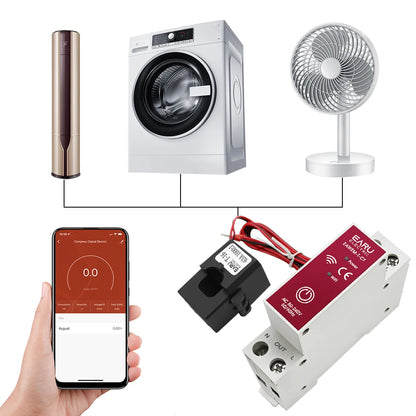 Tuya Smart Life App WiFi Energy Meter AC 110V 230V 63A With Current Transformer Clamp KWh Power Monitor Electricity Statistics by 54 Energy - Renewable Energy Store