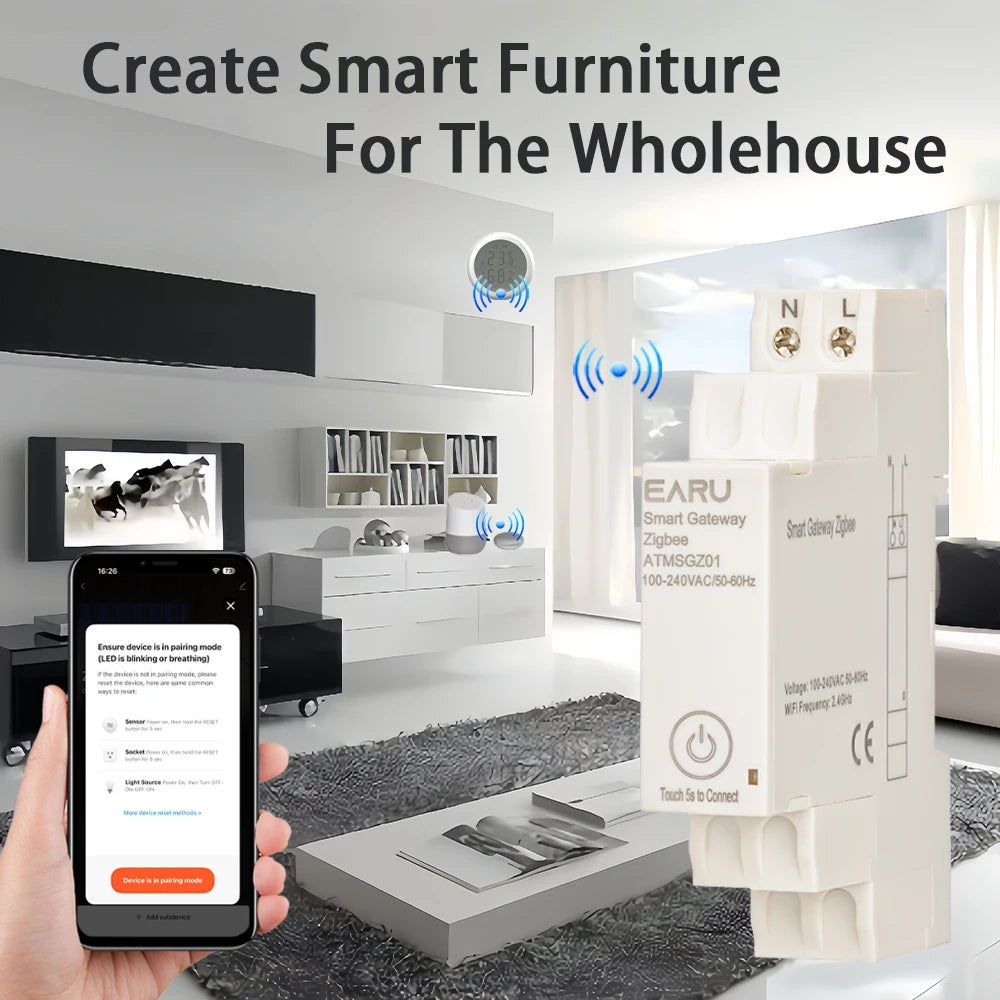 Passerelle Tuya Smart Life App ZigBee 3.0 Hub Appareils domestiques intelligents Pont sans fil Télécommande Dispositif d'automatisation Fonctionne sur rail DIN