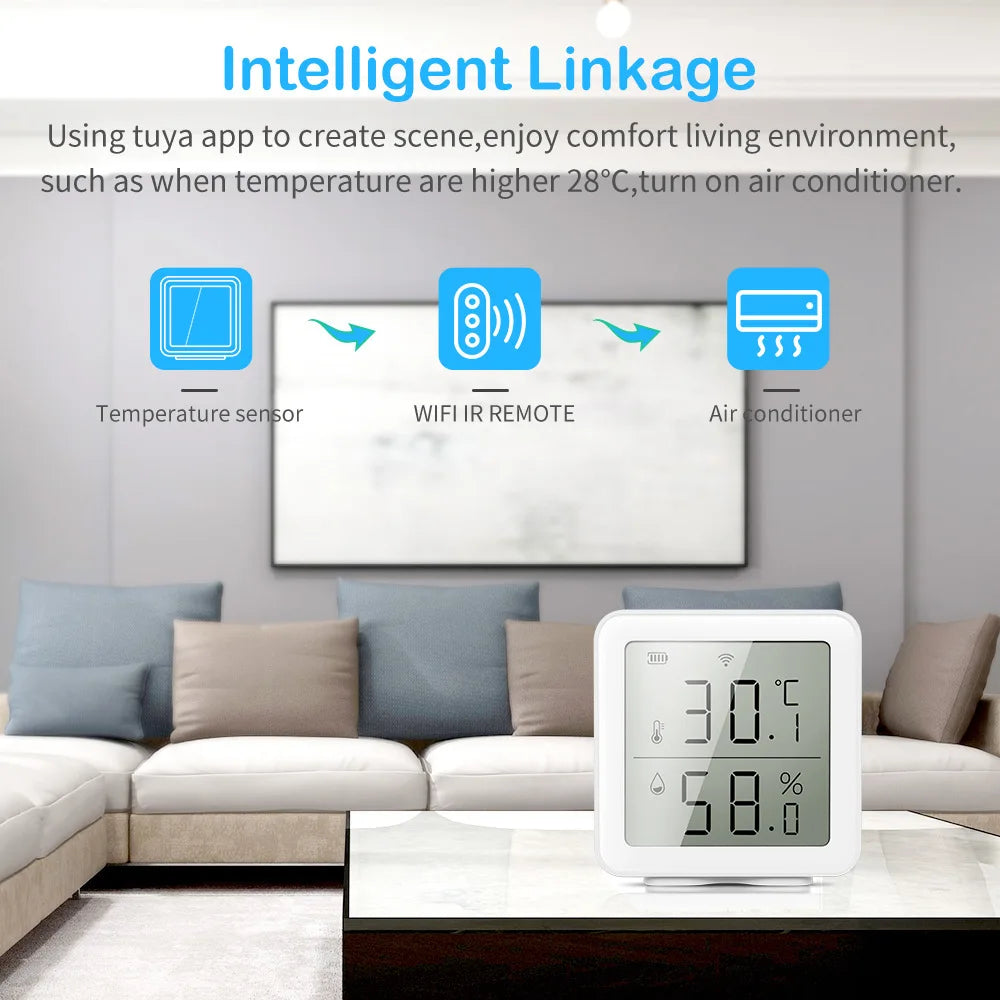 Tuya Smart Life WIFI Temperature Humidity Sensor Indoor Hygrometer Thermometer Detector Remote Control Support Alexa Google Home by 54 Energy - Renewable Energy Store