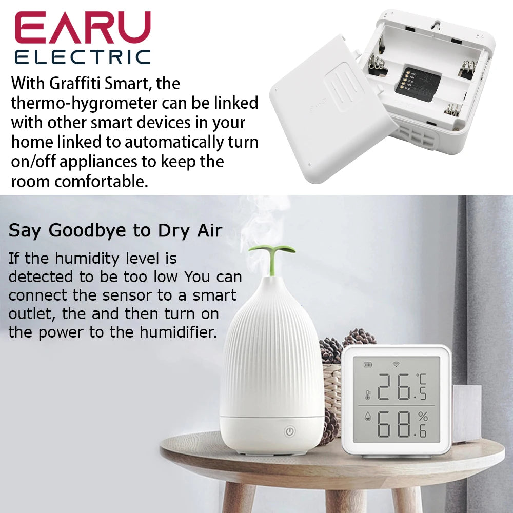Tuya Smart Life WIFI Temperature Humidity Sensor Indoor Hygrometer Thermometer Detector Remote Control Support Alexa Google Home by 54 Energy - Renewable Energy Store