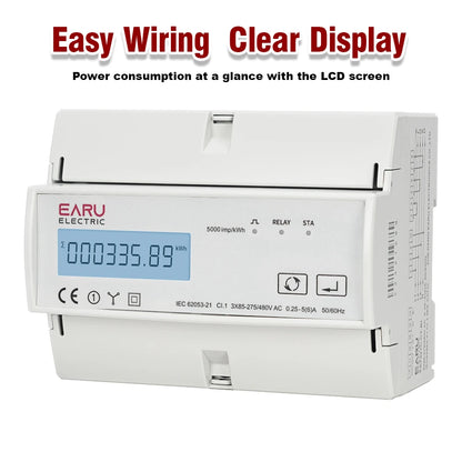 Compteur d'électricité triphasé bidirectionnel Tuya Smart avec WiFi et ZigBee pour la surveillance de la consommation (kWh), doté d'une interface RS485 AC 380V