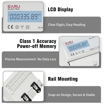 Compteur d'électricité triphasé bidirectionnel Tuya Smart avec WiFi et ZigBee pour la surveillance de la consommation (kWh), doté d'une interface RS485 AC 380V