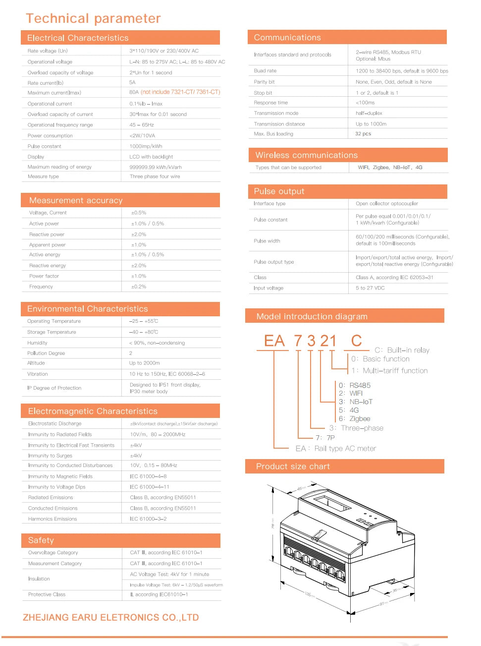 Compteur d'électricité triphasé bidirectionnel Tuya Smart avec WiFi et ZigBee pour la surveillance de la consommation (kWh), doté d'une interface RS485 AC 380V