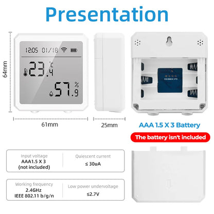 Tuya Smart WIFI Temperature And Humidity Sensor Indoor Hygrometer Thermometer With LCD Display Support Alexa Google Assistant by 54 Energy - Renewable Energy Store