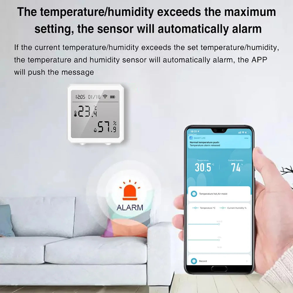 Tuya Smart WIFI Temperature And Humidity Sensor Indoor Hygrometer Thermometer With LCD Display Support Alexa Google Assistant by 54 Energy - Renewable Energy Store