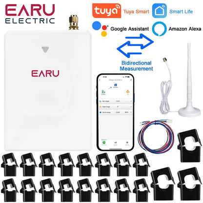 Tuya Smart WiFi Medidor de Energía Eléctrica Bidireccional de 19 Canales Multi-Circuito kWh AC90-480V 200A 300A con 19 Pinzas CT