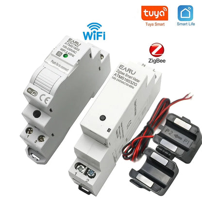 Tuya Smart WiFi Zigbee Electricity KWH Meter Din Rail Single Phase AC 110V 240V 50A 63A CT AC Meter App Real Time Monitor Power by 54 Energy - Renewable Energy Store