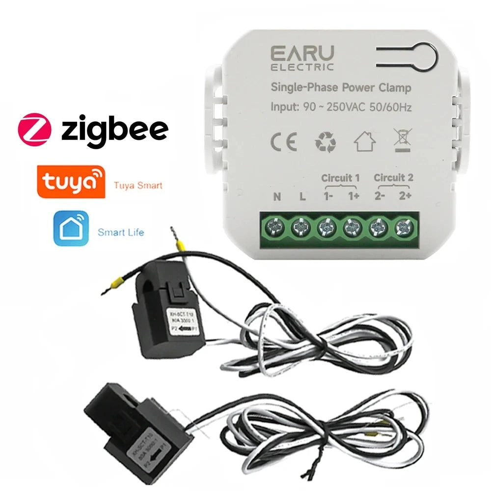 Tuya Smart WiFi Zigbee Two-way Bilateral Energy Meter 80-300A AC110V 220V Clamp CT KWh Power Electricity Consumption Monitor by 54 Energy - Renewable Energy Store