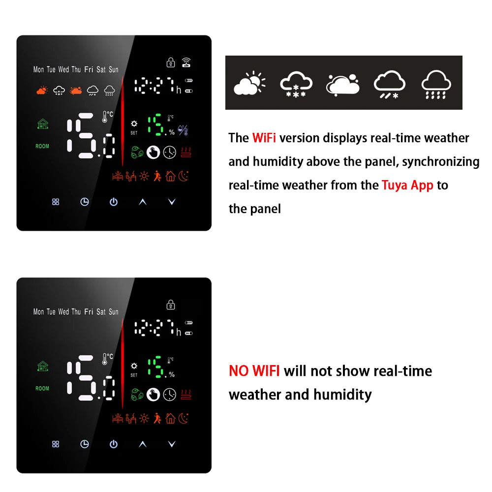 Tuya WiFi Smart Thermostat Electric Floor Heating TRV Water Gas Boiler Temperature Voice Remote Controller for Google Home Alexa by 54 Energy - Renewable Energy Store