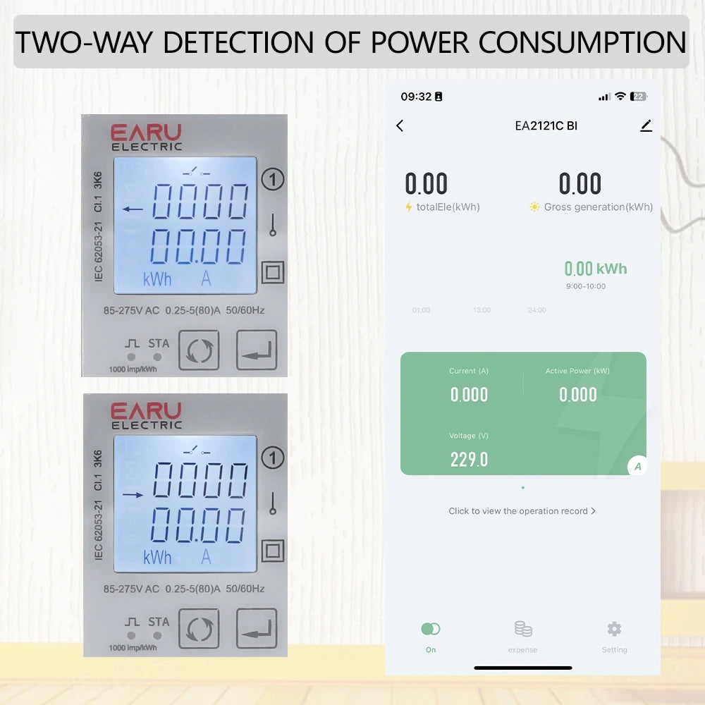 Medidor de Energía Inteligente Tuya WiFi ZigBee AC 110V 220V 80A Medición Bidireccional Monofásico Monitor de Consumo de Energía Medidor de kWh