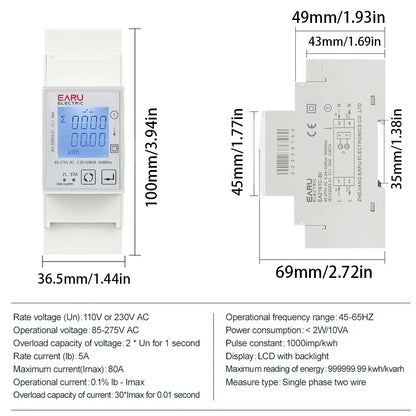 Medidor de Energía Inteligente Tuya WiFi ZigBee AC 110V 220V 80A Medición Bidireccional Monofásico Monitor de Consumo de Energía Medidor de kWh