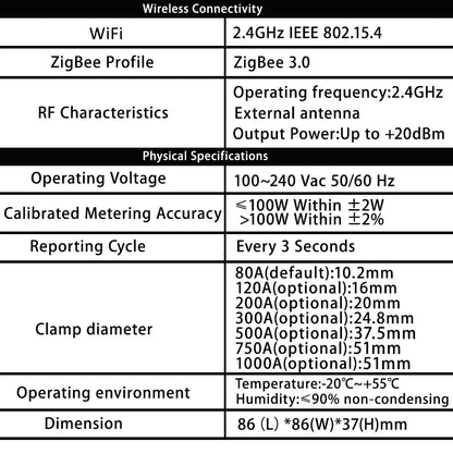 Tuya WiFi ZigBee Smart Energy Meter KWh Power Monitor 3 Phase Single Phase 500A 300A 200A 120A 80A Clamp Current Transformer by 54 Energy - Renewable Energy Store
