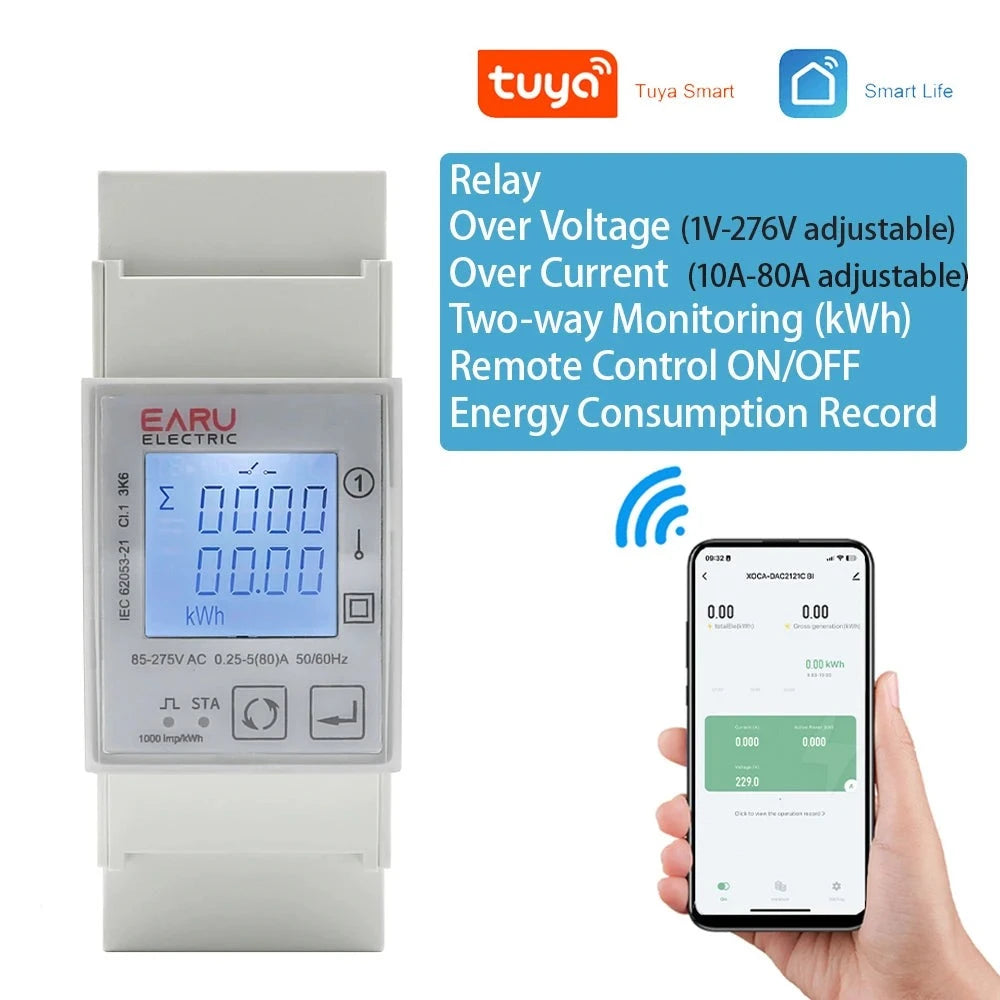 Tuya Wifi Zigbee 110V 220V 80A Smart Single Phase Two-way Bidirectional Energy Meter Timer Power Consumption Monitor KWh Meter by 54 Energy - Renewable Energy Store